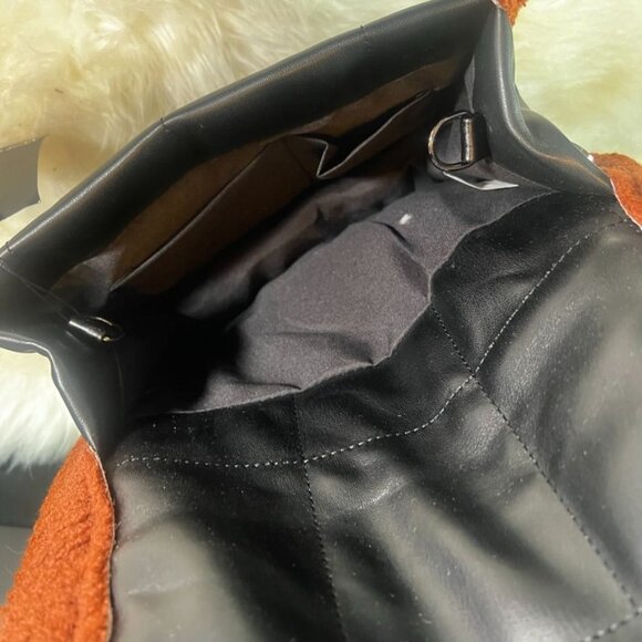 Nasty Gal Black & Brown Sherpa  Faux Leather Clutch NWT - Picture 4 of 8